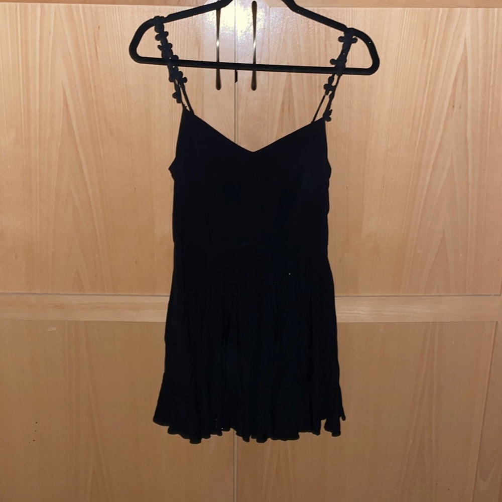 Black flowy dress with flower straps